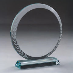 Custom Printed Round Clear Crystal Award With Engraved Leaves | Exhibitions, Conferences, Corporate Events | Yalla Printing UAE