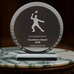 Custom Printed Round Clear Crystal Award With Engraved Leaves | Exhibitions, Conferences, Corporate Events | Yalla Printing UAE