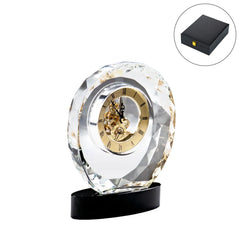 Custom Printed Round Crystal Clock Awards With Oval Glass Base In Box | Exhibitions, Conferences, Corporate Events | Yalla Printing UAE