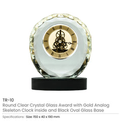 Custom Printed Round Crystal Clock Awards With Oval Glass Base In Box | Exhibitions, Conferences, Corporate Events | Yalla Printing UAE