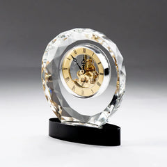 Custom Printed Round Crystal Clock Awards With Oval Glass Base In Box | Exhibitions, Conferences, Corporate Events | Yalla Printing UAE
