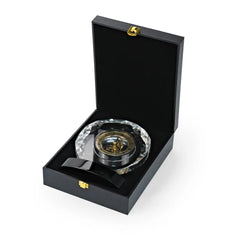 Custom Printed Round Crystal Clock Awards With Oval Glass Base In Box | Exhibitions, Conferences, Corporate Events | Yalla Printing UAE