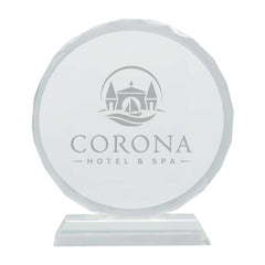 Custom Printed Round Crystals Awards | Corporate Award & Recognition Gift | UAE Delivery | Yalla Printing UAE
