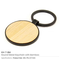 Custom Printed Metal Keychain With Bamboo - Stainless Steel | Logo Branding Corporate Gift | UAE Delivery | Yalla Printing UAE