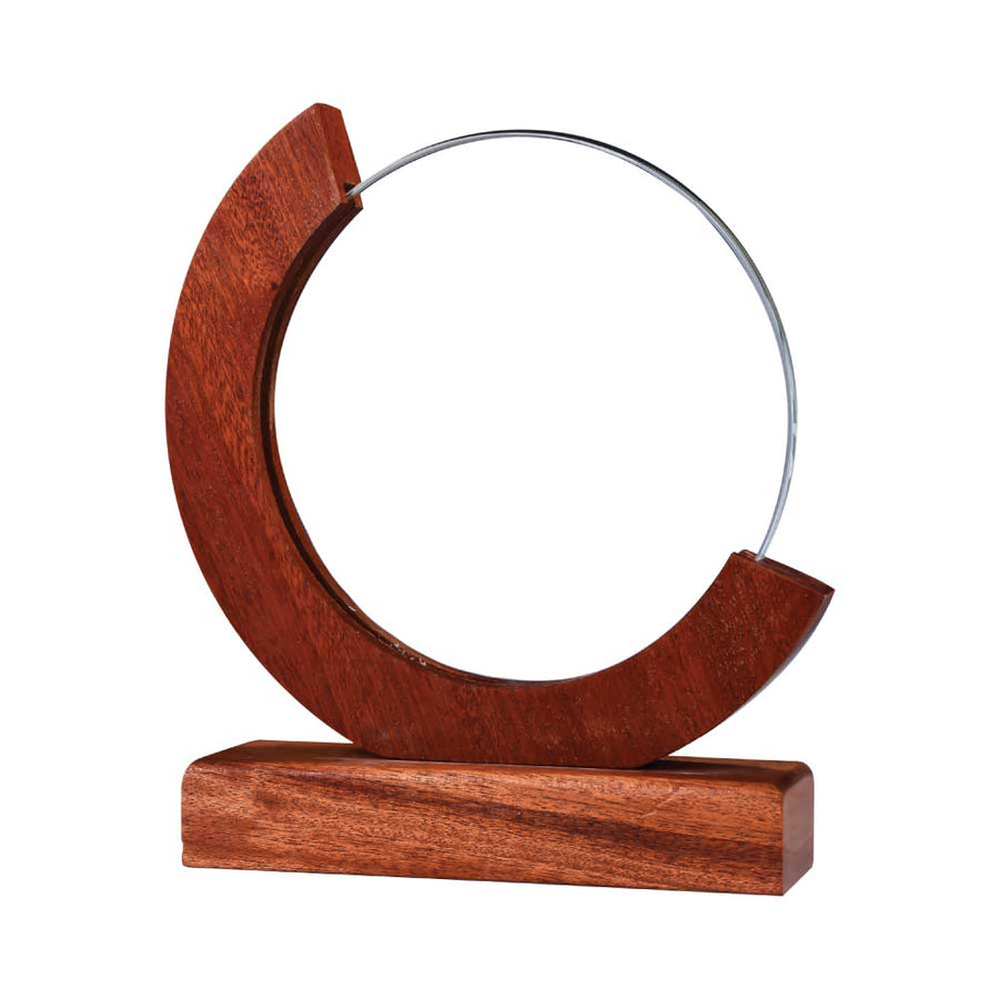 Custom Printed Round Moon Crystal Awards With Wooden Base | Exhibitions, Conferences, Corporate Events | Yalla Printing UAE