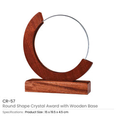 Custom Printed Round Moon Crystal Awards With Wooden Base | Custom Packaging Printing | Free Design Support | Yalla Printing UAE