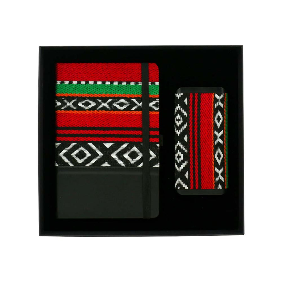 Custom Printed Sadu Design Corporate Gift Sets With Notebook And Powerbank A5 - Cardboard / Corrugated Board | Custom Packaging Printing | Free Design Support | Yalla Printing UAE