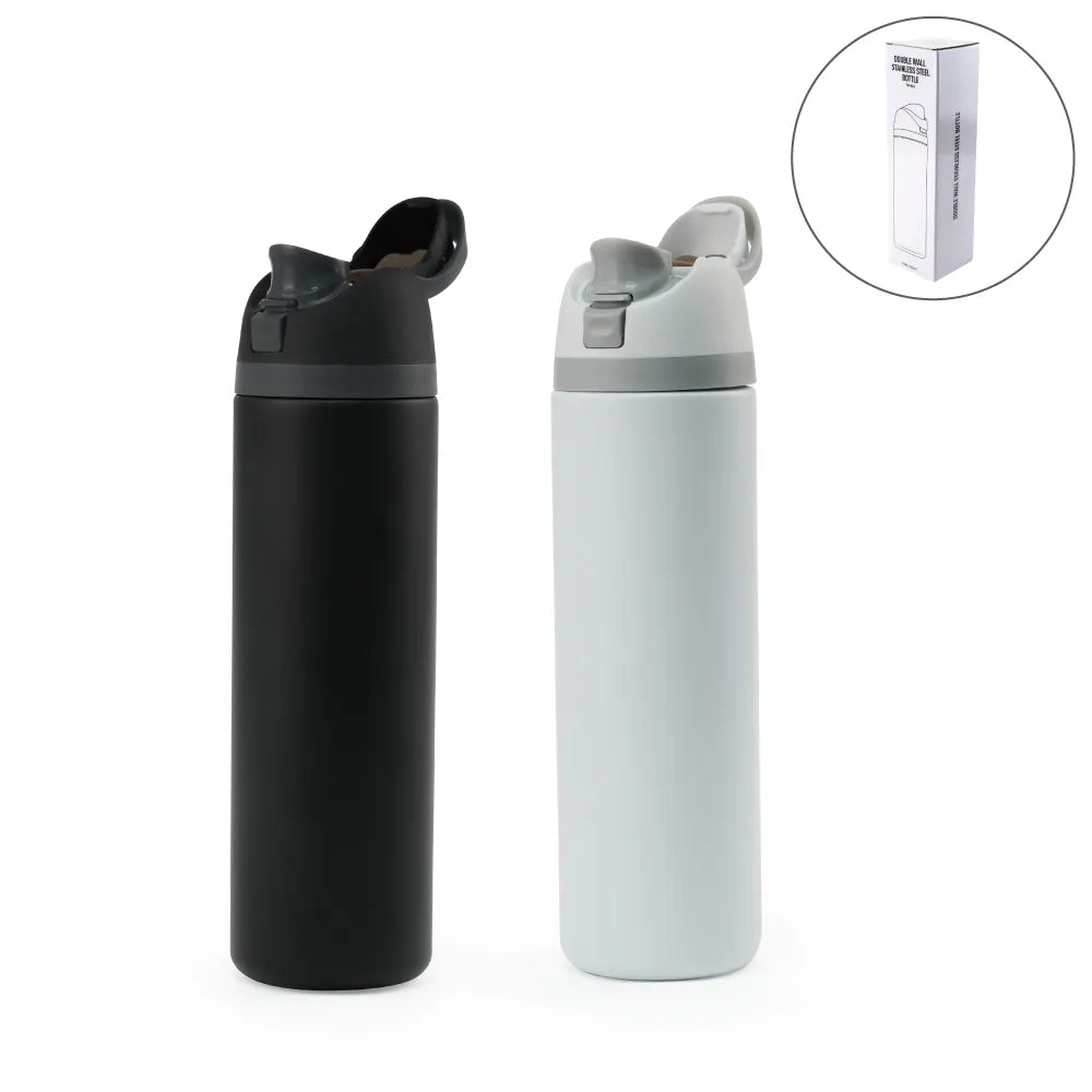 Ss Bottles With Straw & Push Button Lid - Double-wall Vacuum, 1liter | Logo Branding Corporate Gift | UAE Delivery | Yalla Printing UAE