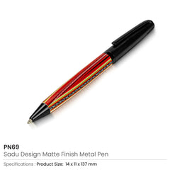 Sadu Design Metal Pens Matte Finish with Twist Action Mechanism and Blue Ink | Custom Packaging Printing | Free Design Support | Yalla Printing UAE