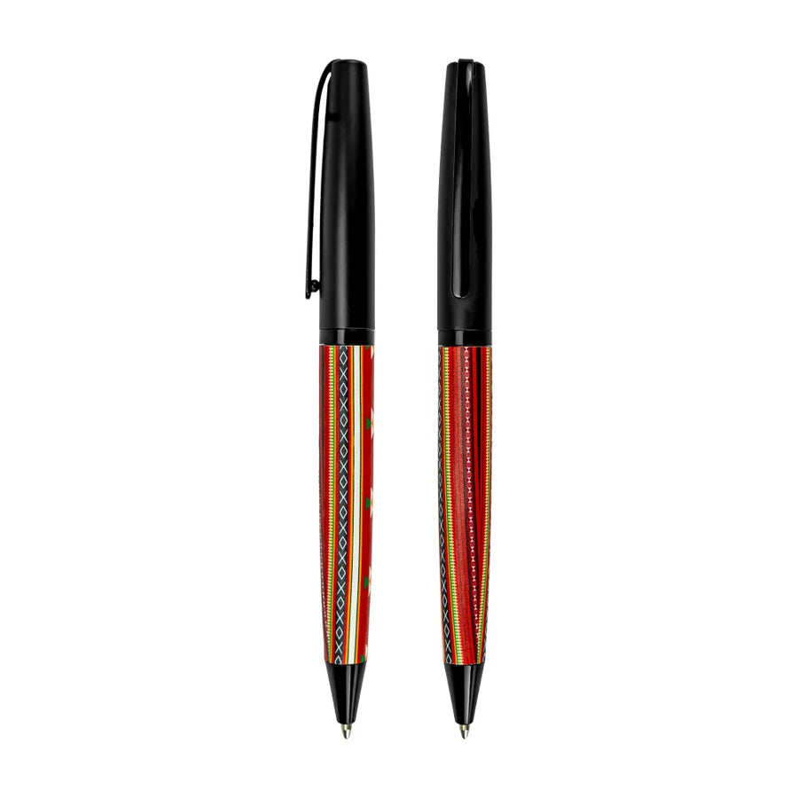 Custom Printed Sadu Design Metal Pens Matte Finish With Twist Action Mechanism And Blue Ink - Stainless Steel | Logo Branding Corporate Gift | UAE Delivery | Yalla Printing UAE