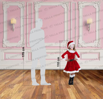 110 cm Santa Girl Cutout Standee – Christmas Foam Board Decoration | Kids Photo Prop | Yalla Printing UAE