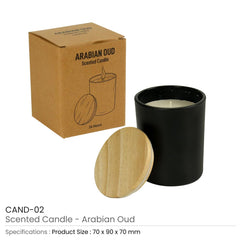 Custom Printed Scented Candles Arabian - Oud And Vanilla Fragrance In Glass Bottle - Bamboo | Logo Branding Corporate Gift | UAE Delivery | Yalla Printing UAE