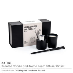 Scented Candle And Aroma Reed Diffuser With 6 Pcs Sticks Gift Sets