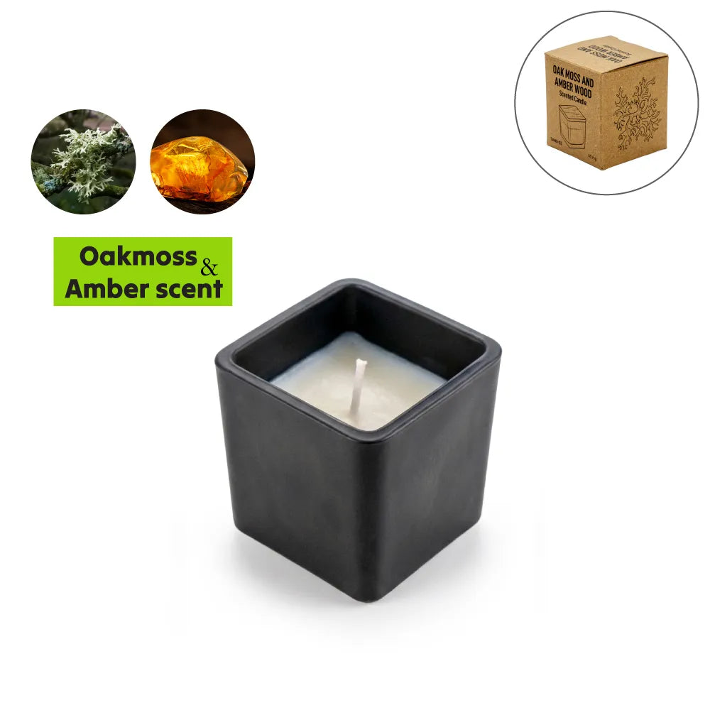 Water Bottles – Scented Candle in Square Glass Bottle with Bamboo Lid , Oakmoss & Amber Scent | Custom Packaging Printing | Free Design Support | Yalla Printing UAE