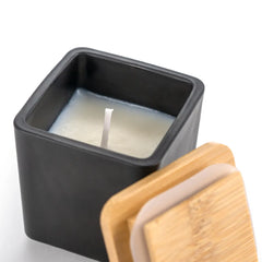 Water Bottles – Scented Candle in Square Glass Bottle with Bamboo Lid , Oakmoss & Amber Scent | Custom Packaging Printing | Free Design Support | Yalla Printing UAE
