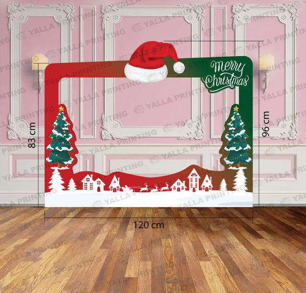120 cm Merry Christmas Selfie Frame Standee – Christmas Photo Booth Prop | Foam Board Cutout | Yalla Printing UAE