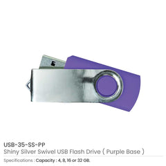 Shiny Silver Swivel USB Flash Drives | Logo Branding Corporate Gift | UAE Delivery | Yalla Printing UAE