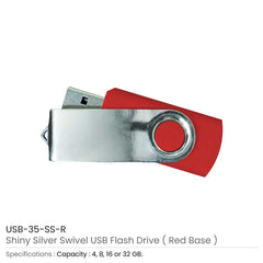 Shiny Silver Swivel USB Flash Drives | Logo Branding Corporate Gift | UAE Delivery | Yalla Printing UAE