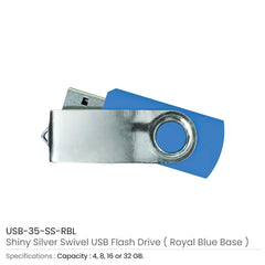 Shiny Silver Swivel USB Flash Drives | Logo Branding Corporate Gift | UAE Delivery | Yalla Printing UAE