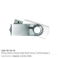 Shiny Silver Swivel USB Flash Drives | Logo Branding Corporate Gift | UAE Delivery | Yalla Printing UAE