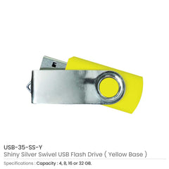 Shiny Silver Swivel USB Flash Drives | Logo Branding Corporate Gift | UAE Delivery | Yalla Printing UAE