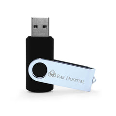 Shiny Silver Swivel USB Flash Drives | Logo Branding Corporate Gift | UAE Delivery | Yalla Printing UAE