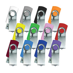 Shiny Silver Swivel USB Flash Drives | Logo Branding Corporate Gift | UAE Delivery | Yalla Printing UAE