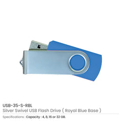 Silver Swivel USB Flash Drives | Logo Branding Corporate Gift | UAE Delivery | Yalla Printing UAE