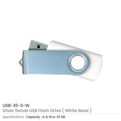 Silver Swivel USB Flash Drives | Logo Branding Corporate Gift | UAE Delivery | Yalla Printing UAE