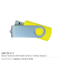 Silver Swivel USB Flash Drives | Logo Branding Corporate Gift | UAE Delivery | Yalla Printing UAE