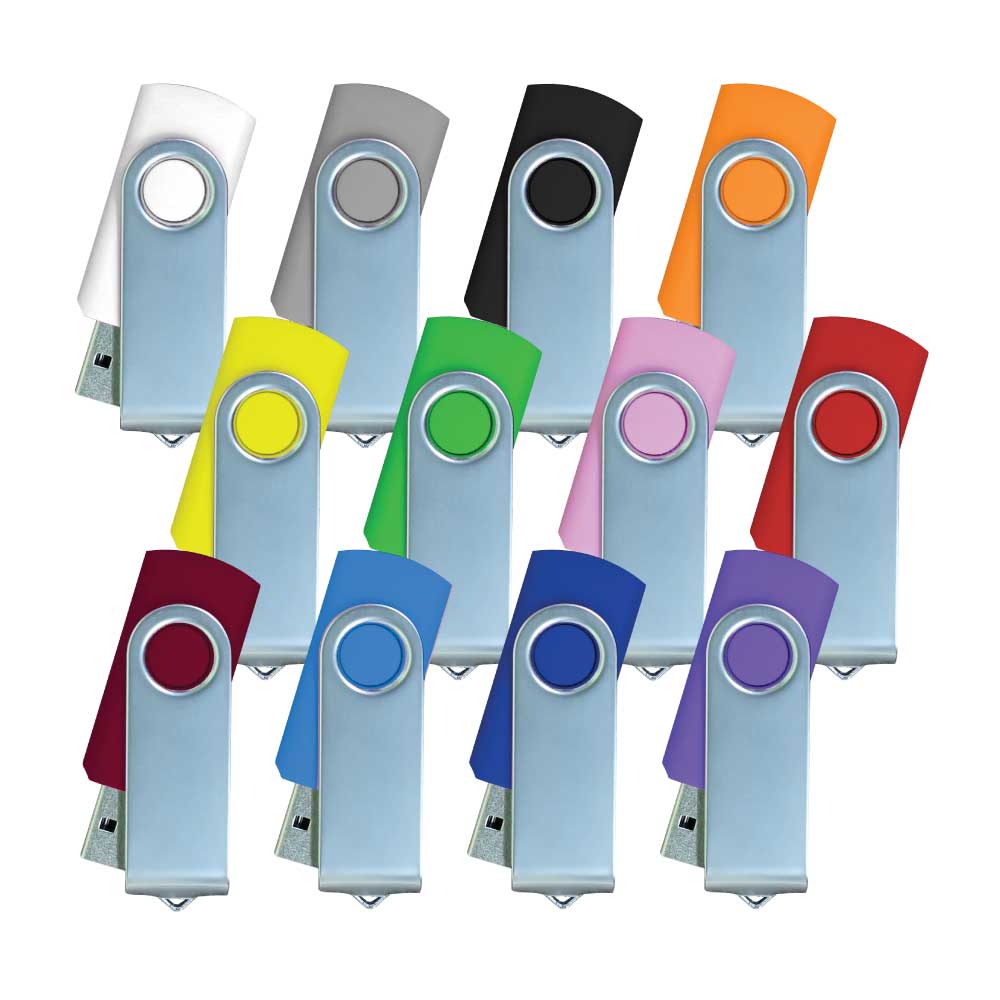 Silver Swivel USB Flash Drives | Logo Branding Corporate Gift | UAE Delivery | Yalla Printing UAE