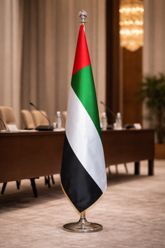 Custom Printed Conference Flag 150 x 100 cm with 2 Meter VIP Pole – Double-Sided Canvas Stiffener Flag | Premium Signage & Display Printing | Free Design Support | Yalla Printing UAE