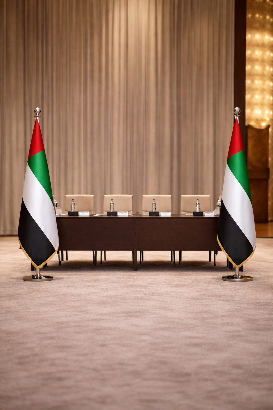 Custom Printed Conference Flag 150 x 100 cm with 2 Meter VIP Pole – Double-Sided Canvas Stiffener Flag | Silver or Gold Pole Option for Office, Events, Hotels, Embassies & Corporate Display | Yalla Printing UAE