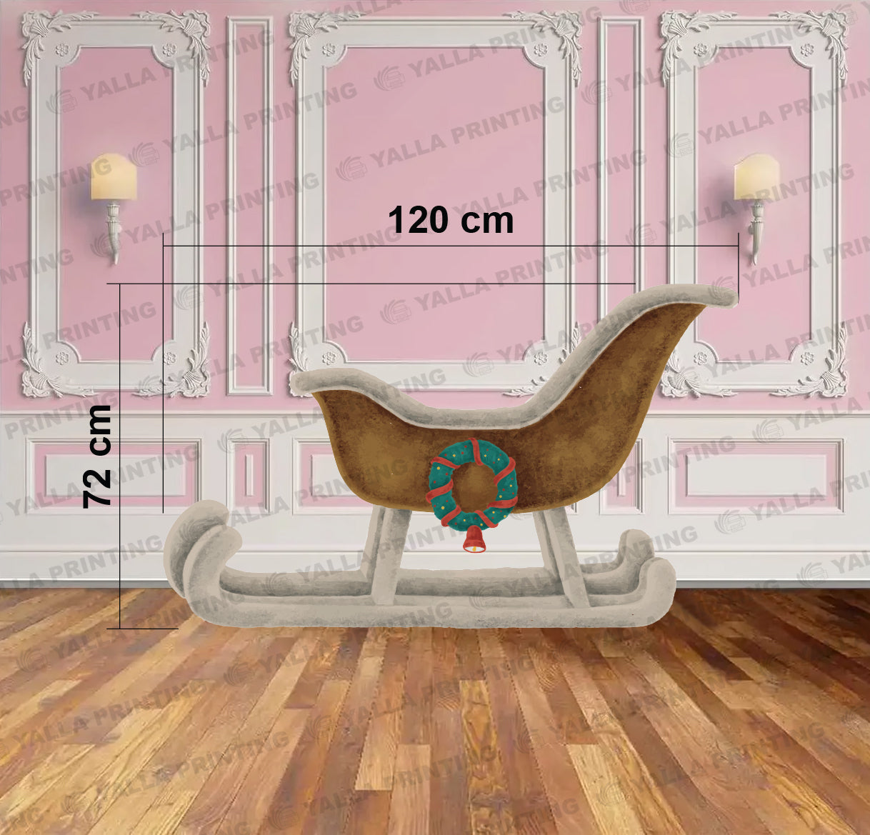 120 × 72 cm Christmas Sleigh Standee – Santa Sleigh Foam Board Cutout | Festive Decoration | Yalla Printing UAE