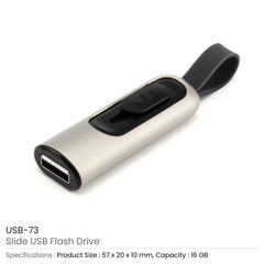 Custom Printed Slide Button USB 16Gb With Strap | Logo Branding Corporate Gift | UAE Delivery | Yalla Printing UAE