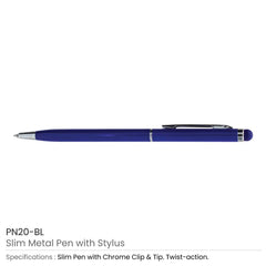Custom Printed Slim Metal Pens With Stylus - Stainless Steel | Logo Branding Corporate Gift | UAE Delivery | Yalla Printing UAE