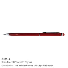 Custom Printed Slim Metal Pens With Stylus - Stainless Steel | Logo Branding Corporate Gift | UAE Delivery | Yalla Printing UAE