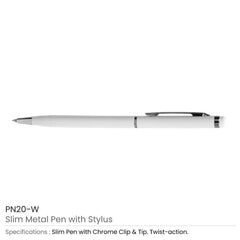 Custom Printed Slim Metal Pens With Stylus - Stainless Steel | Logo Branding Corporate Gift | UAE Delivery | Yalla Printing UAE
