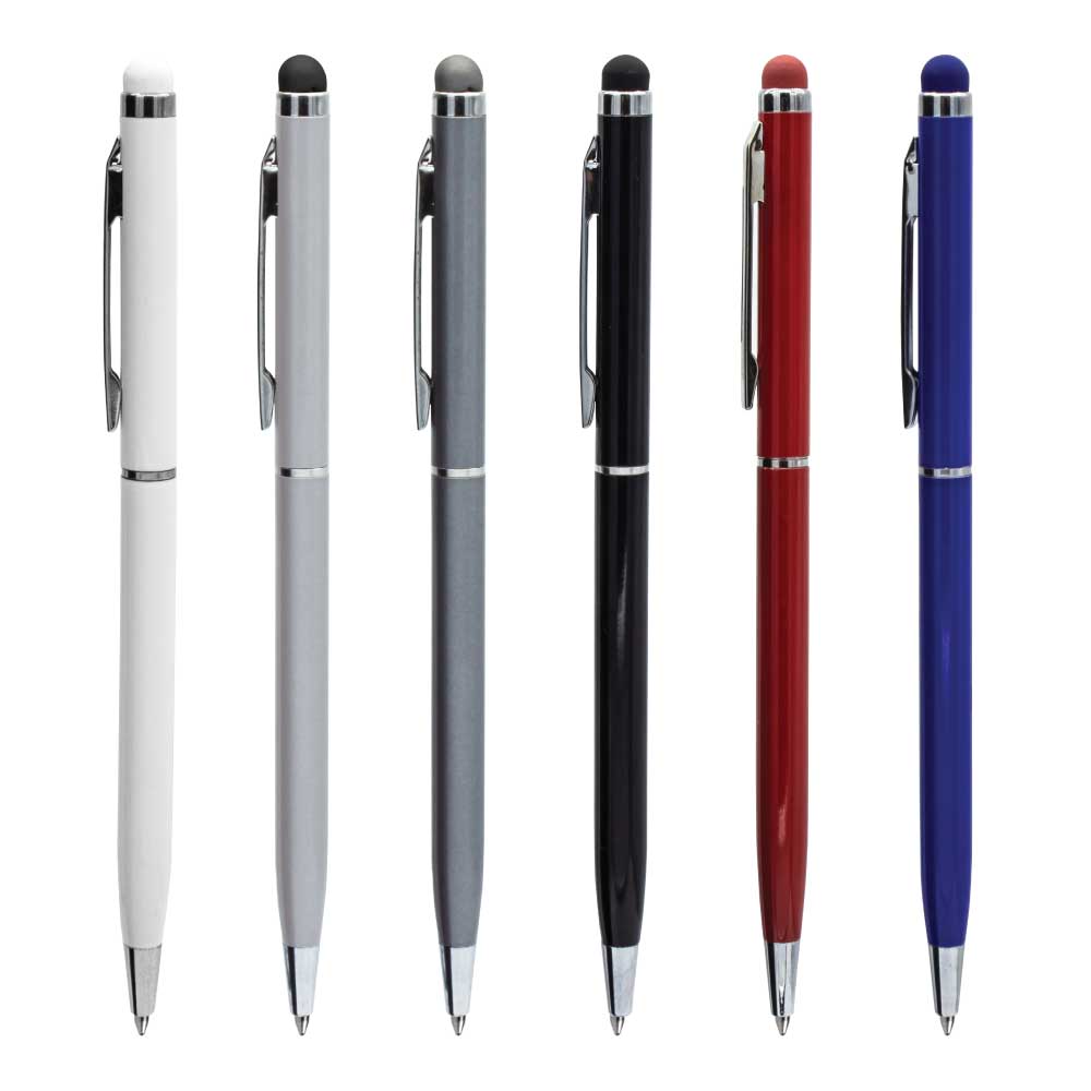 Custom Printed Slim Metal Pens With Stylus - Stainless Steel | Logo Branding Corporate Gift | UAE Delivery | Yalla Printing UAE