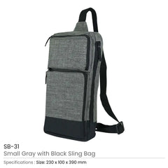 Custom Printed Sling Crossbody Bags In Grey And Black Polyester Material - Premium Polyester Fabric | Premium Signage & Display Printing | Free Design Support | Yalla Printing UAE