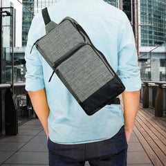 Custom Printed Sling Crossbody Bags In Grey And Black Polyester Material - Premium Polyester Fabric | Premium Signage & Display Printing | Free Design Support | Yalla Printing UAE