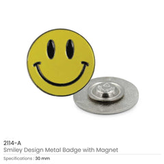 Custom Printed Smiley Metal Badges - Stainless Steel | Corporate Award & Recognition Gift | UAE Delivery | Yalla Printing UAE