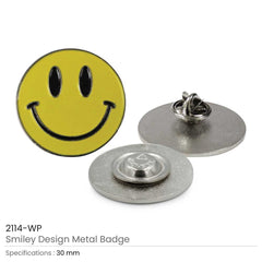 Custom Printed Smiley Metal Badges - Stainless Steel | Corporate Award & Recognition Gift | UAE Delivery | Yalla Printing UAE