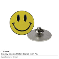 Custom Printed Smiley Metal Badges - Stainless Steel | Corporate Award & Recognition Gift | UAE Delivery | Yalla Printing UAE