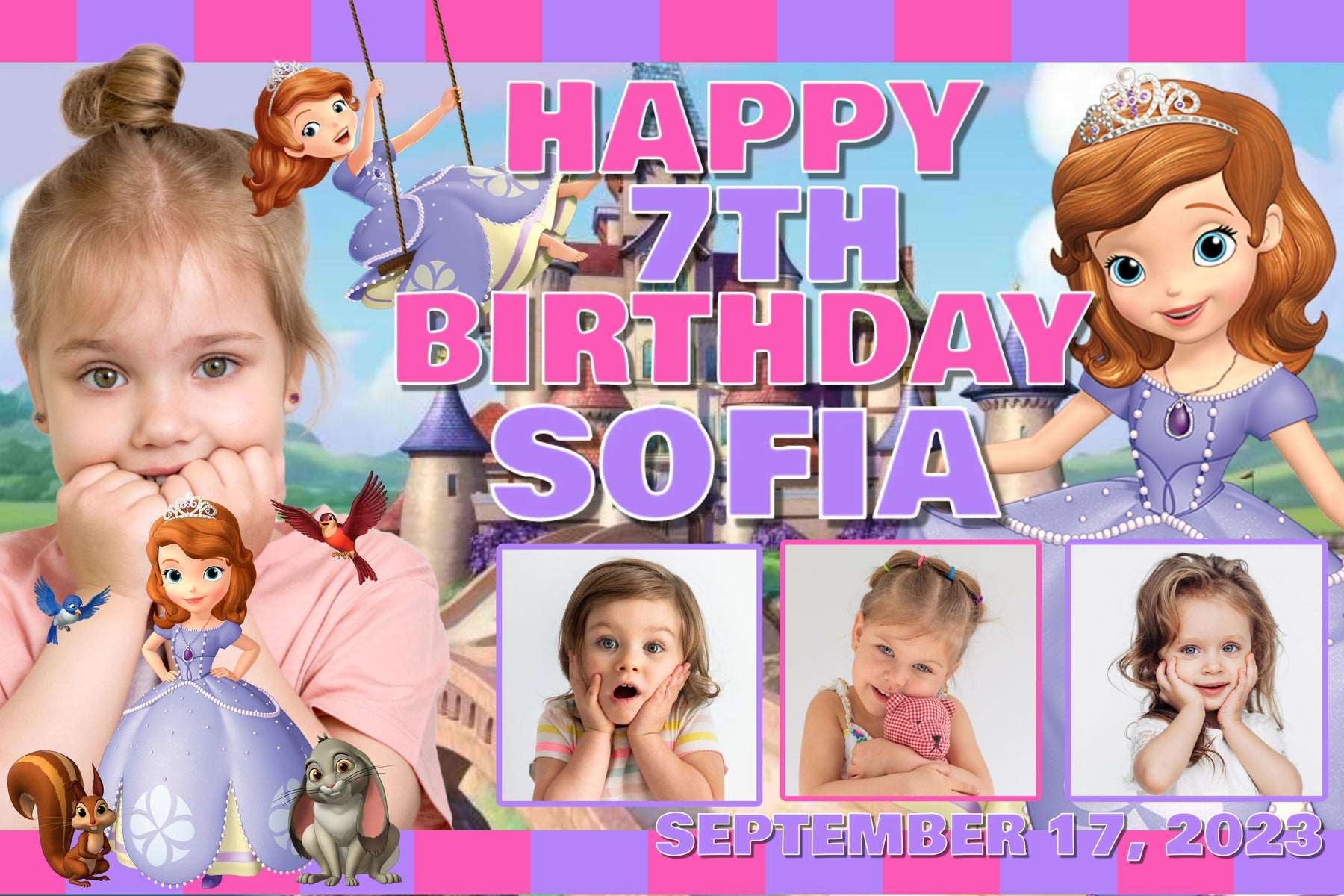 A Royal Celebration Fit for a Princess - Sofia the First Birthday Banner - Yalla Printing