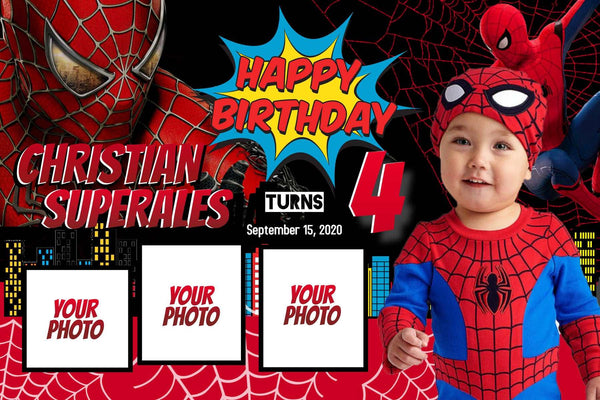 Swing into Action" Personalized Birthday Banner - Join the Spider-Man Adventure! - Yalla Printing