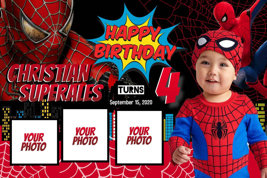 Swing into Action" Personalized Birthday Banner - Join the Spider-Man Adventure! - Yalla Printing