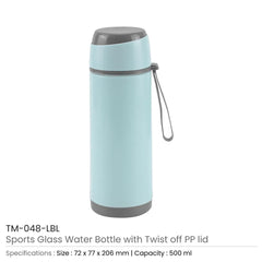 Sports Glass Bottles 500ml Twist Off Lid And Carry Handle | Logo Branding Corporate Gift | UAE Delivery | Yalla Printing UAE