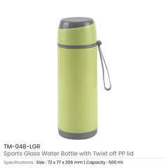 Sports Glass Bottles 500ml Twist Off Lid And Carry Handle | Logo Branding Corporate Gift | UAE Delivery | Yalla Printing UAE