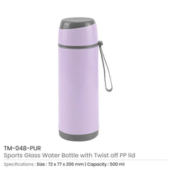 Sports Glass Bottles 500ml Twist Off Lid And Carry Handle | Logo Branding Corporate Gift | UAE Delivery | Yalla Printing UAE